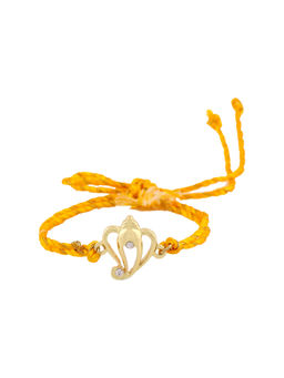 Estele - Gold Plated Aadi Dev Designer Rakhi with Austrian Crystals & Fancy Silk Thread