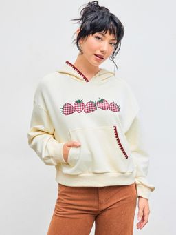 Cider - Cotton-Blend Check Strawberry Pocket Hoodie