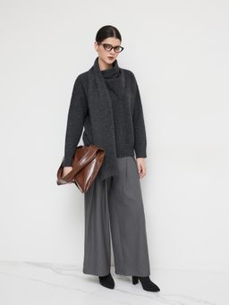 Cider - Knit Round Neckline Oversized Top With Scarf