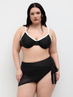 Cider - Sweetheart Binding Underwire Full Coverage Bikini Set With Sarong Curve & Plus