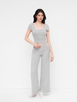 Cider - Built-in Bra Scoop Neckline Top & Mid Rise Straight Leg Trousers Loungewear Set