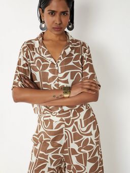 max - Women Printed Beige Resort Shirt