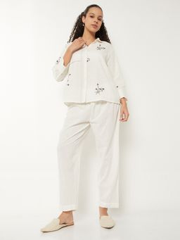 max - Embroidered Women White Shirt