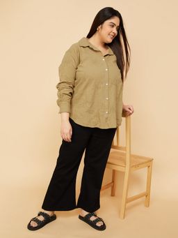 max - Women Beige Embroidered Shirt