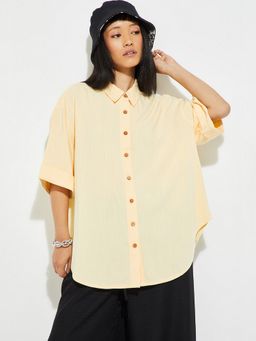 max - Yellow Women Solid Drop Shoulder Shirt