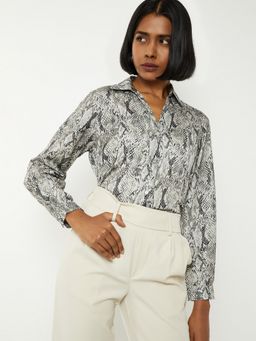 max - Animal Printed Black Women Shirt