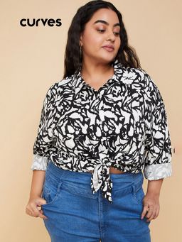 max - Women Abstract Black Printed Shirt