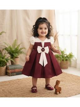 Blabber - Satin Woven Sleeveless Party Knee Dress With Booties - Maroon