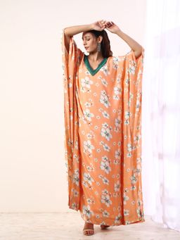 Label Nitika - Coral Kaftan with Slip (Set of 2)