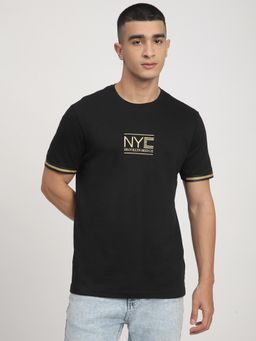 R&B - Men Black Regular Fit T-Shirt