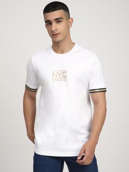 R&B - Men White Regular Fit T-Shirt