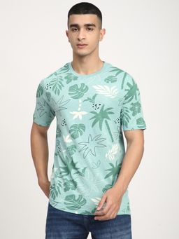 R&B - Men Green Regular Fit T-Shirt