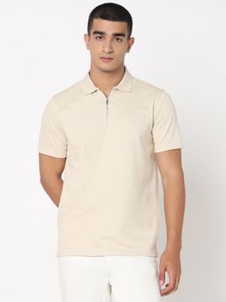 R&B - Beige Young Textured Polo T-Shirt