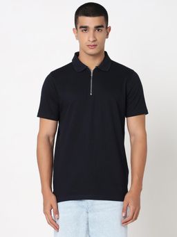 R&B - Black Young Textured Polo T-Shirt