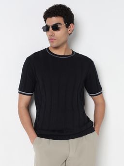 R&B - Men Black Casual T-Shirt