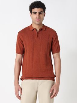 R&B - Men Rust Casual Polo T-Shirt