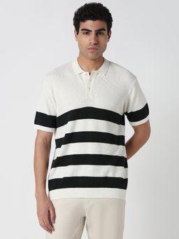 R&B - Men Black Casual Polo T-Shirt