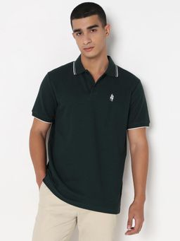 R&B - Men Green Casual Polo T-Shirt
