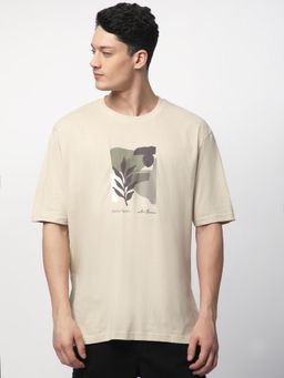 R&B - Men Beige Casual T-Shirt