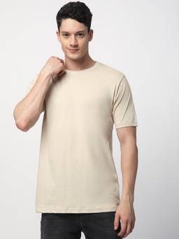 R&B - Men Beige Casual T-Shirt