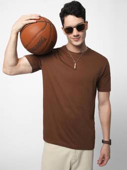 R&B - Men Brown Casual T-Shirt