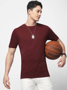 R&B - Men Maroon Casual T-Shirt