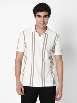 R&B - Men White Casual Polo T-Shirt
