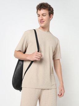 R&B - Men Beige Casual T-Shirt