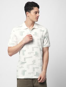 R&B - Men Off White Casual Polo T-Shirt
