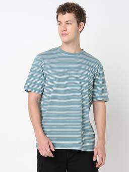 R&B - Men Blue Casual T-Shirt