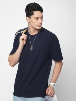 R&B - Men Navy Blue Casual T-Shirt