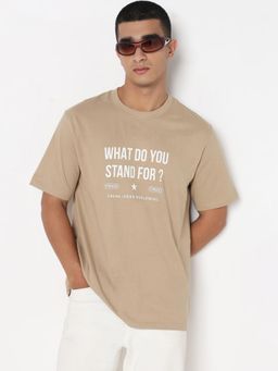 R&B - Men Beige Casual T-Shirt