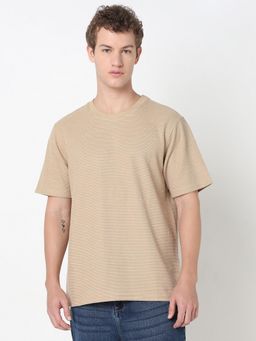 R&B - Men Beige Casual T-Shirt