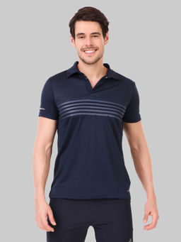 Vector X - Navy Polyester Regular Fit Sports Polo T-shirt For Men