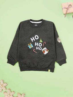 KiddoPanti - Green Printed Regular Sweatshirt