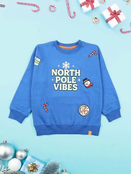 KiddoPanti - Blue Printed Regular Sweatshirt