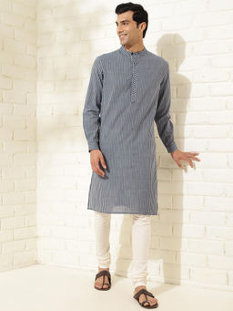 Fabindia - Blue Cotton Striped Kurta
