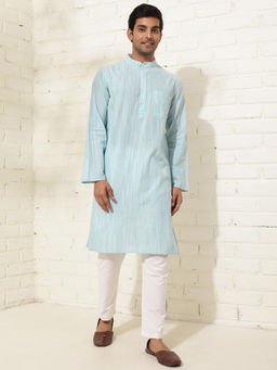 Fabindia - Blue Cotton Woven Kurta