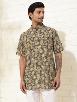 Fabindia - Green Cotton Kalamkari Printed Short Kurta