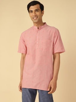 Fabindia - Peach Cotton Woven Short Kurta