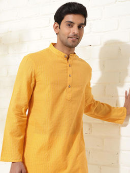Fabindia - Yellow Cotton Woven Short Kurta