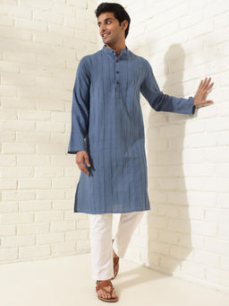 Fabindia - Blue Cotton Woven Kurta