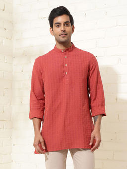 Fabindia - Rust Cotton Woven Short Kurta