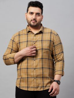 SHOWOFFFF - Men's Checked Khaki Classic Shirt