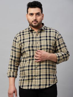 SHOWOFFFF - Men's Checked Beige Classic Shirt
