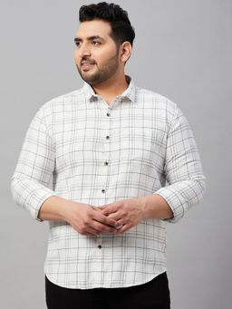 SHOWOFFFF - Men's Checked White Classic Shirt