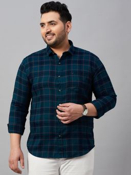SHOWOFFFF - Men's Checked Teal Classic Shirt