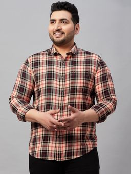 SHOWOFFFF - Men's Checked Peach Classic Shirt