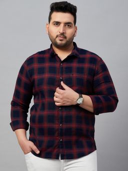 SHOWOFFFF - Men's Checked Navy Blue Classic Shirt