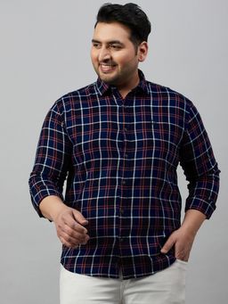 SHOWOFFFF - Men's Checked Navy Blue Comfort Shirt